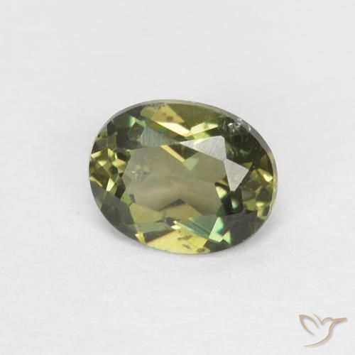 Rupine des grains Vert terreux profond naturelle ovale, 0.38 ct, VS