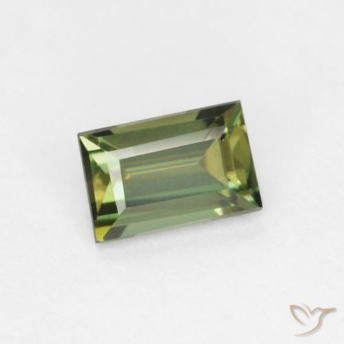 Rupine des grains Vert chaud naturelle Baquette, 0.34 ct, VVS