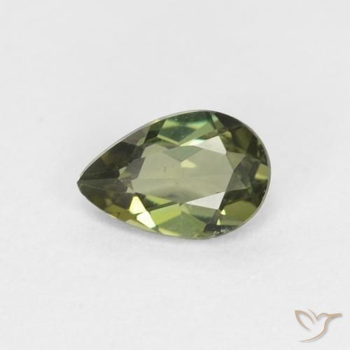 Rupine des grains Vert algues marines naturelle En forme de poire, 0.31 ct, VVS