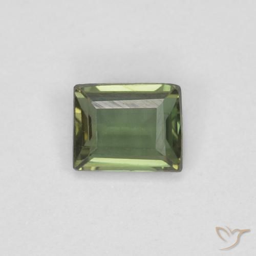 0.28ct Naturel Vert foncé Rupine des grains, Baquette, VVS