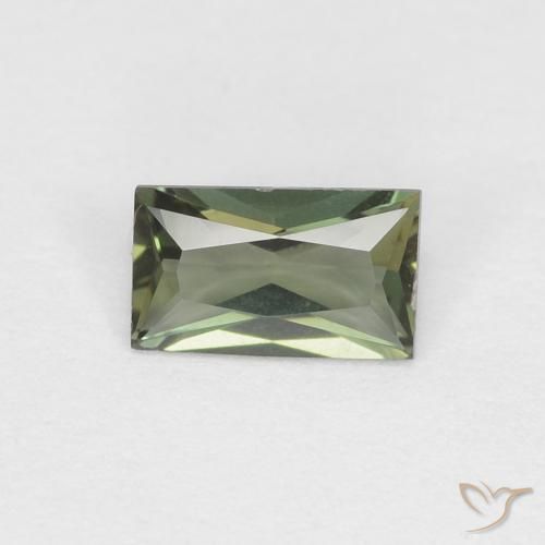 0.29ct Naturel Vert jaunâtre Rupine des grains, Baquette, VS