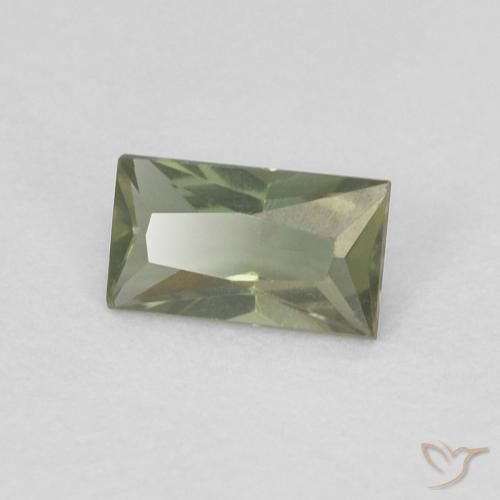 Rupine des grains Vert forêt chaud naturelle Baquette, 0.20 ct, VVS