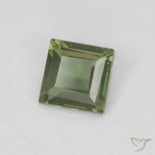 Rupine des grains Vert terreux profond naturelle Carré, 0.23 ct, VVS-VS