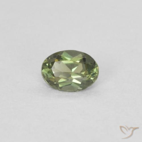 Rupine des grains Vert forêt chaud naturelle ovale, 0.13 ct, VVS-VS