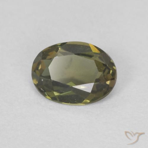 Rupine des grains Vert brunâtre naturelle ovale, 0.25 ct, VVS