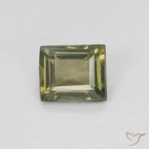0.36ct Naturel Vert foncé Rupine des grains, Baquette, VS