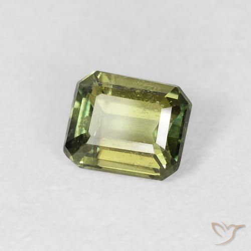 Rupine des grains Vert terreux naturelle Octogone / coupe Émeraude, 0.44 ct, VS-SI