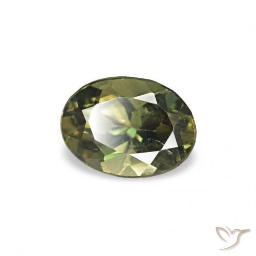 Rupine des grains Vert forêt chaud naturelle ovale, 0.20 ct, VS