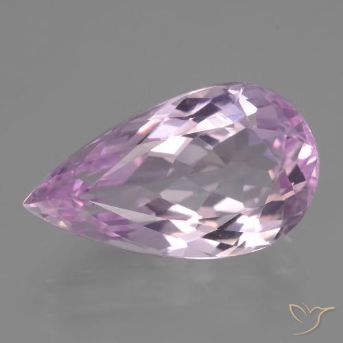 Kunzite rose naturelle en forme de poire, 12,00 ct, VVS