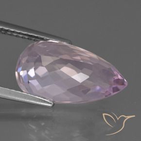 Kunzite Rose pourpre royal naturelle En forme de poire, 7.34 ct, VVS