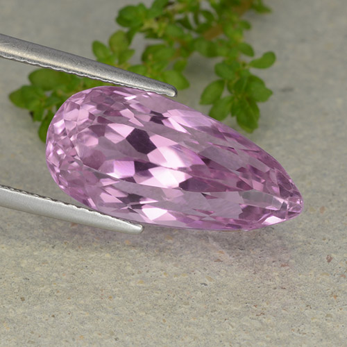 Kunzite Rose pourpre royal très clair naturelle En forme de poire, 11.23 ct, VS