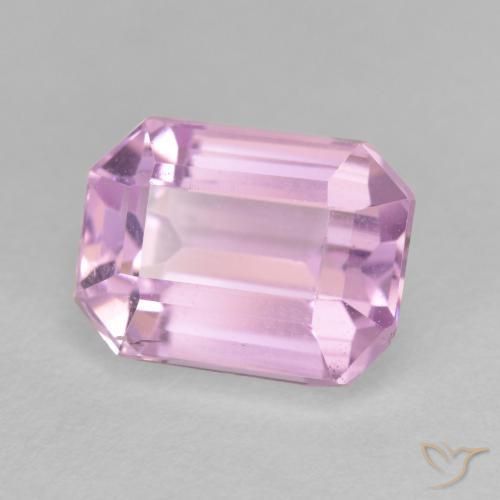 Kunzite rose naturelle taille émeraude, 4,42 ct, VS