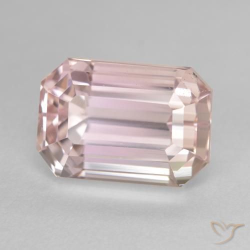 Kunzite Medium Light-Pink naturelle Octogone / coupe Émeraude, 9.22 ct, VVS-VS