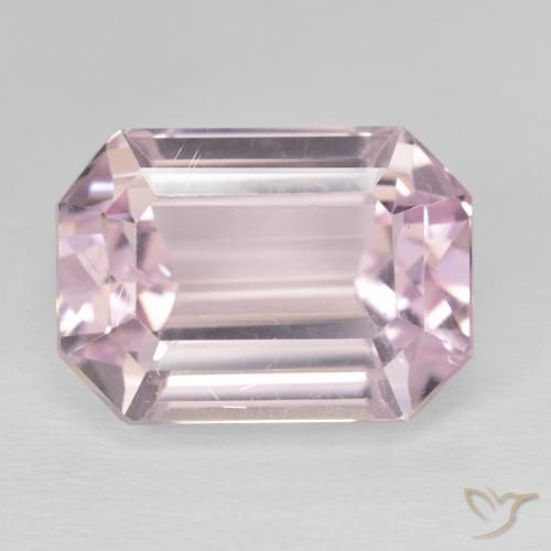 15.55ct Naturel Rose léger Kunzite, Taille émeraude, VS