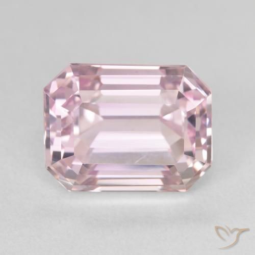 10.00ct Naturel Rose léger Kunzite, Taille émeraude, VVS