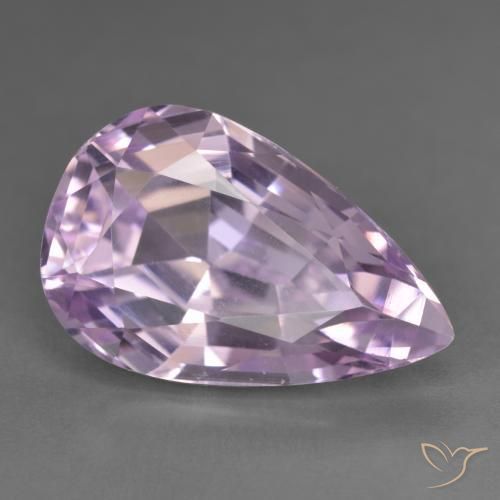 Kunzite Rose Pourpre naturelle En forme de poire, 16.56 ct, VVS-VS