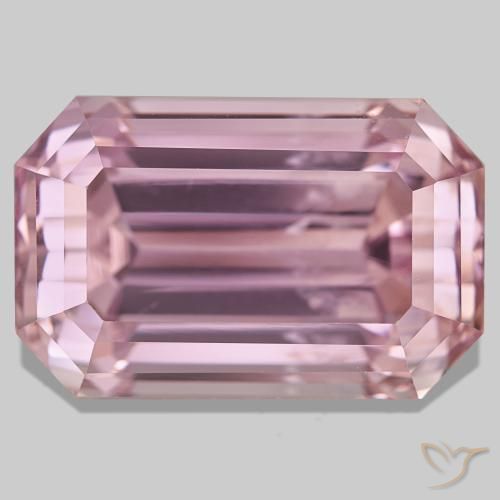 Kunzite rose naturelle taille émeraude, 61,71 ct, VS