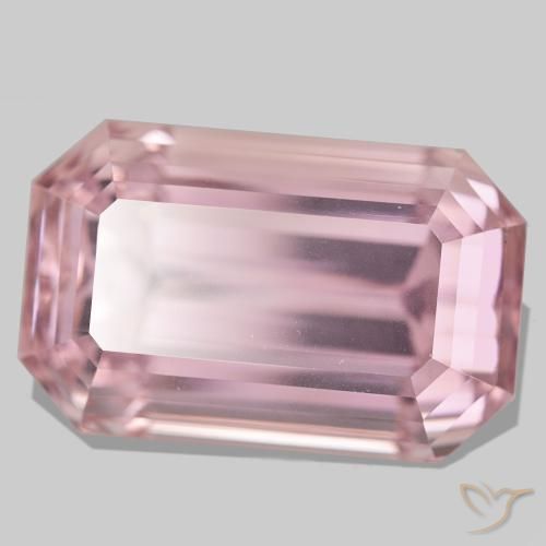 Kunzite rose naturelle taille émeraude, 106,75 ct, VVS