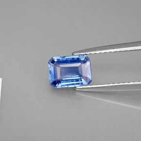 Cyanite bleue naturelle taille émeraude, 1,28 ct, VS-SI