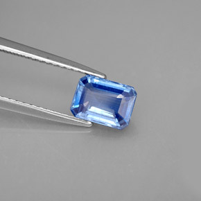 Cyanite bleue naturelle taille émeraude, 1,28 ct, VS-SI