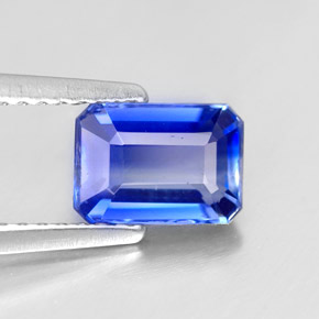 Cyanite bleue naturelle taille émeraude, 1,34 ct, VS