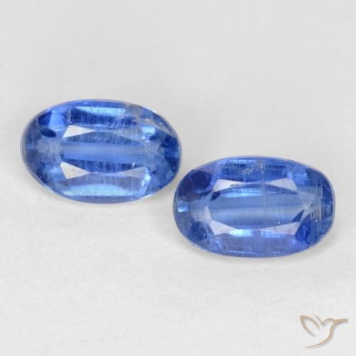 0.79ctw Naturel Bleu marine Disthène, ovale, SI-I1