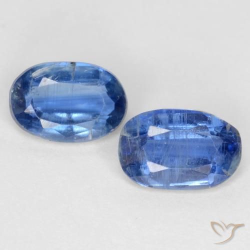 1.27ctw Naturel Bleu foncé Disthène, ovale, I1