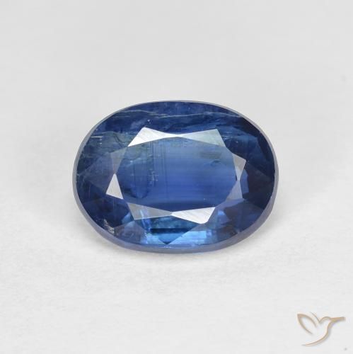 1.57ct Naturel Bleu foncé Disthène, ovale, SI