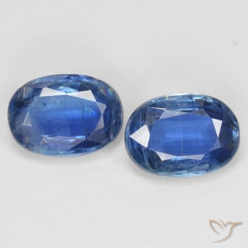 2.06ctw Naturel Bleu marine Disthène, ovale, SI