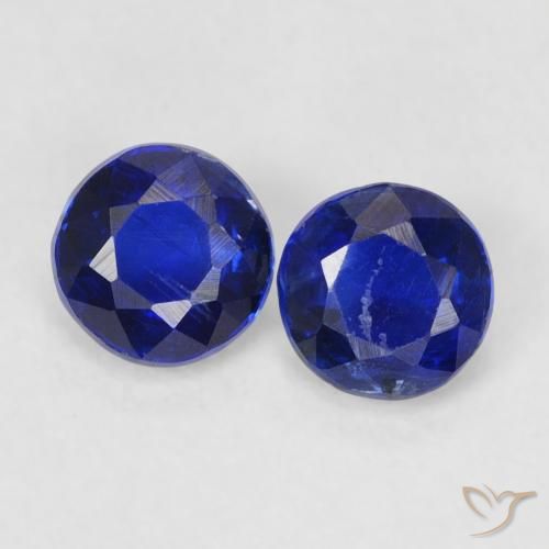 0.78ctw Naturel Bleu royal Disthène, Tour, VS-SI