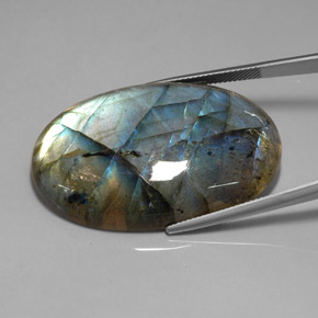 Labradorite multicolore naturelle transparent, 72,08 ct, transparent / translucide
