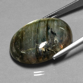 Labradorite multicolore naturelle transparent, 32,58 ct, transparent / translucide