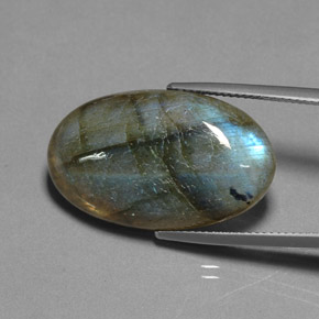 Labradorite multicolore naturelle transparent, 22,69 ct, transparent / translucide
