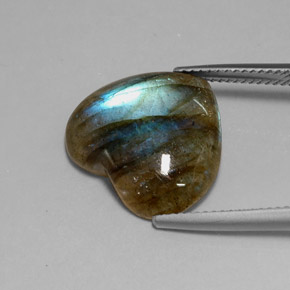 Labradorite multicolore naturelle transparent, 9,11 ct, transparent / translucide