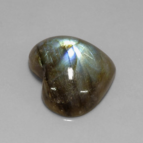 Labradorite multicolore naturelle forme de coeur, 11,96 ct, translucide