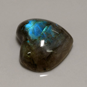Labradorite multicolore naturelle forme de coeur, 13,50 ct, translucide