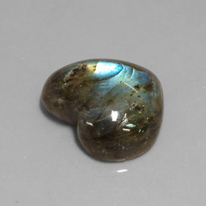 Labradorite multicolore naturelle forme de coeur, 11,69 ct, translucide