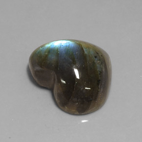 Labradorite multicolore naturelle forme de coeur, 13,91 ct, translucide