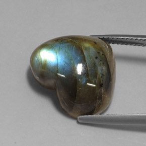 Labradorite multicolore naturelle forme de coeur, 13,91 ct, translucide