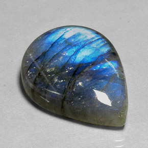 Labradorite Multicolore naturelle En forme de poire, 39.94 ct, Translucide