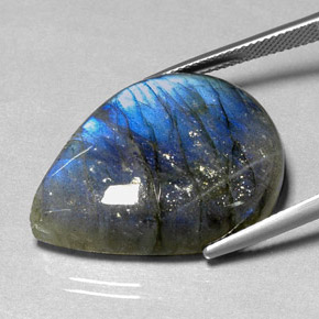 Labradorite Multicolore naturelle En forme de poire, 39.94 ct, Translucide