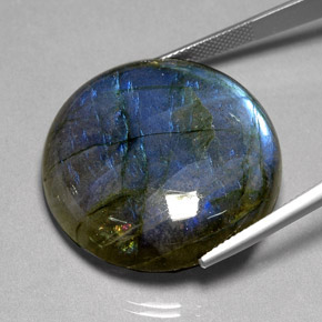 Labradorite Multicolore naturelle Coupe roude, 67.70 ct, Translucide