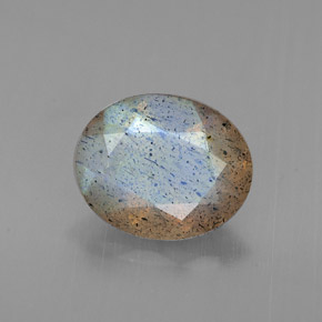 Labradorite multicolore naturelle coupe ovale, 1,32 ct, translucide