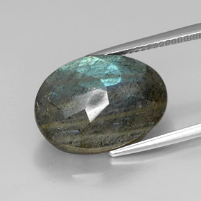 Labradorite multicolore naturelle coupe ovale, 13,24 ct, opaque