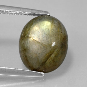 Labradorite multicolore naturelle coupe ovale, 4,58 ct, opaque