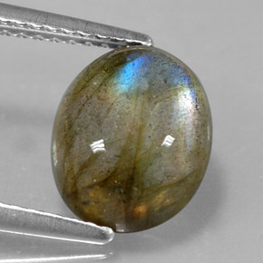 Labradorite multicolore naturelle coupe ovale, 2,98 ct, opaque