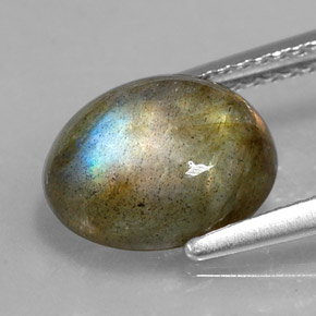 Labradorite multicolore naturelle coupe ovale, 2,98 ct, opaque