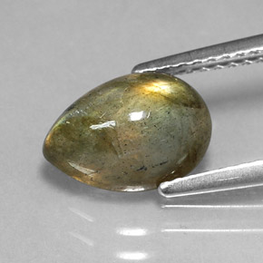 Labradorite multicolore naturelle en forme de poire, 2,09 ct, translucide