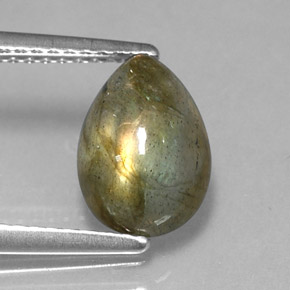Labradorite multicolore naturelle en forme de poire, 2,09 ct, translucide