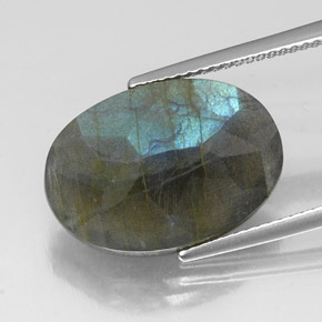 Labradorite Multicolore naturelle Coupe ovale, 10.88 ct, Translucide